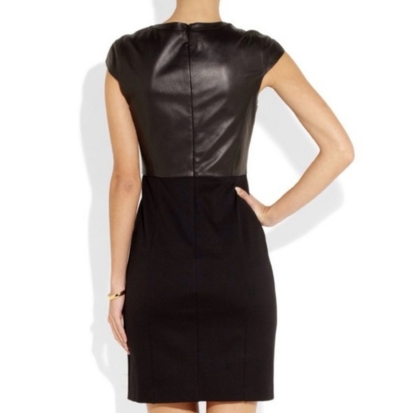 Theory Jada Leather Cap Sleeve Jersey Shealth Dress Size 2 - Picture 7 of 10